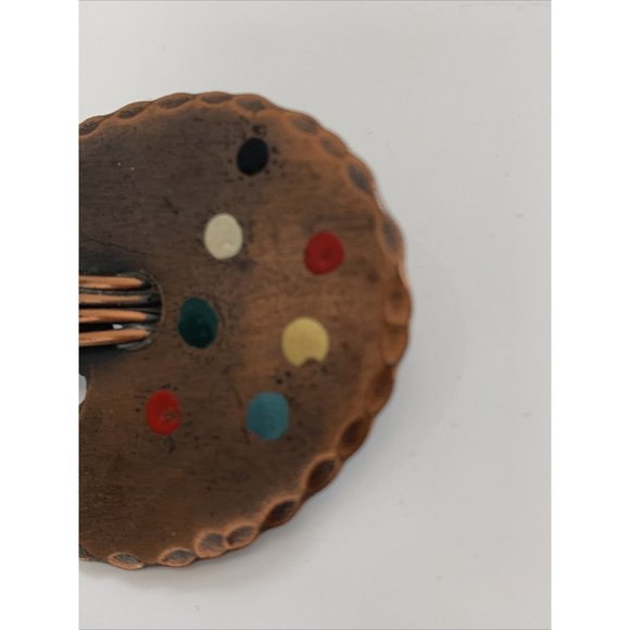 Handmade Copper Brooch Modernist Pedro Pujol Painters Pallette Pin - Picture 7 of 12